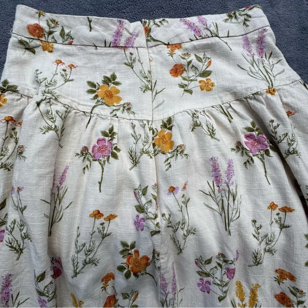 Petal & Pup Skirt Womens Small Cream Floral Midi Linen Blend Summer - Picture 6 of 12